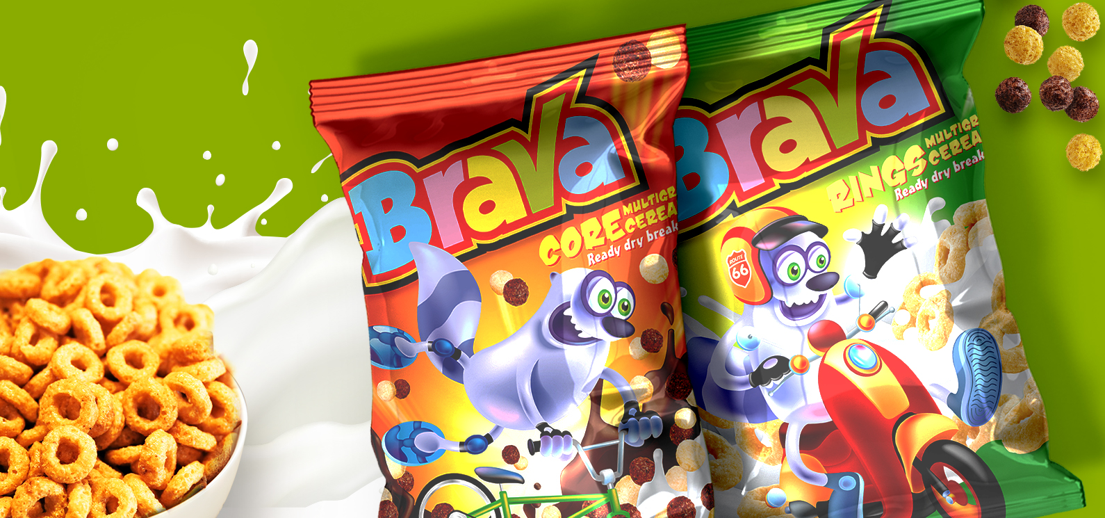 Разработка дизайна упаковки хлопьев Brava